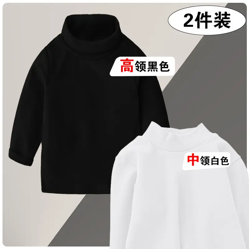Girls Mid-High Collar Pure Cotton Top Grey - Image 14