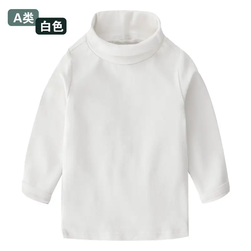 Girls Mid-High Collar Pure Cotton Top Grey - Image 2