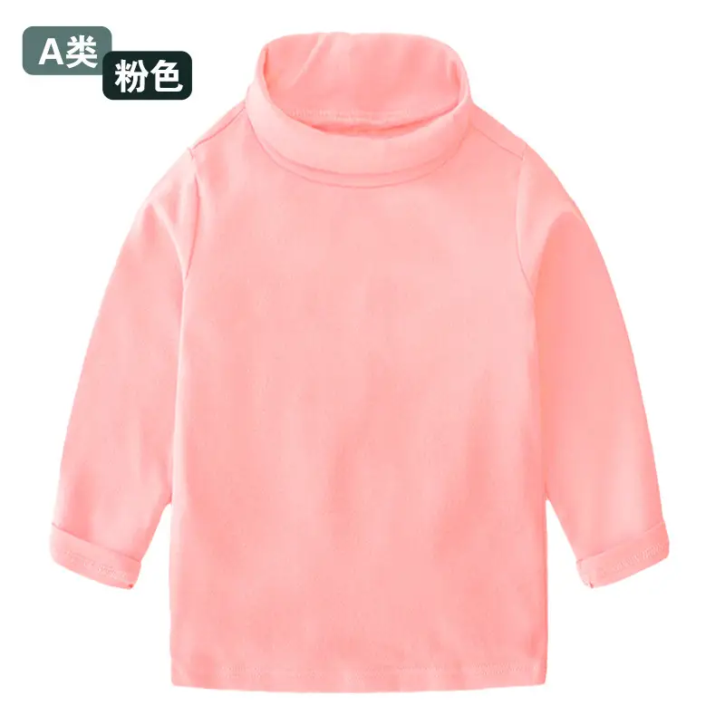 Girls Mid-High Collar Pure Cotton Top Grey - Image 4