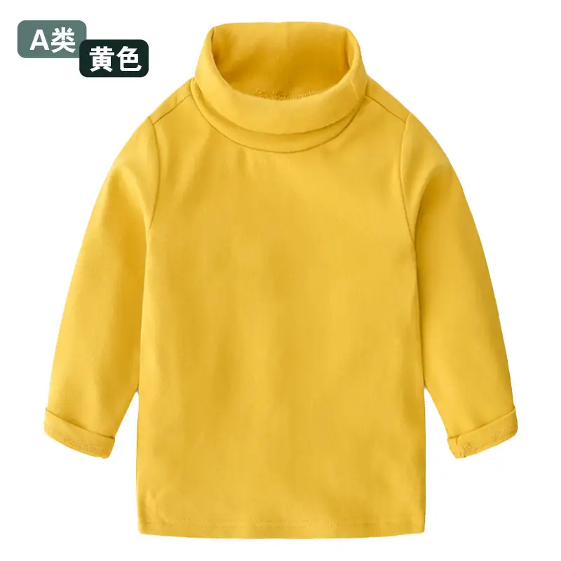 Girls Mid-High Collar Pure Cotton Top Grey - Image 5