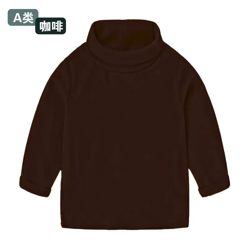 Girls Mid-High Collar Pure Cotton Top Grey - Image 8