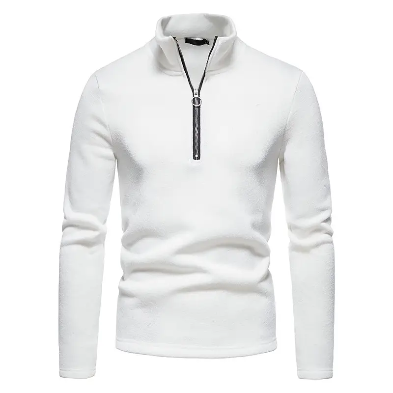 Men's 2025 Zipper Turtleneck Sweatshirt Set Grey Black White - Image 9