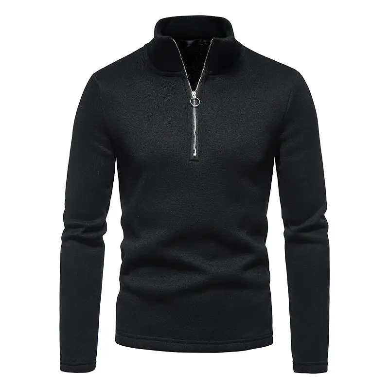 Men's 2025 Zipper Turtleneck Sweatshirt Set Grey Black White - Image 2