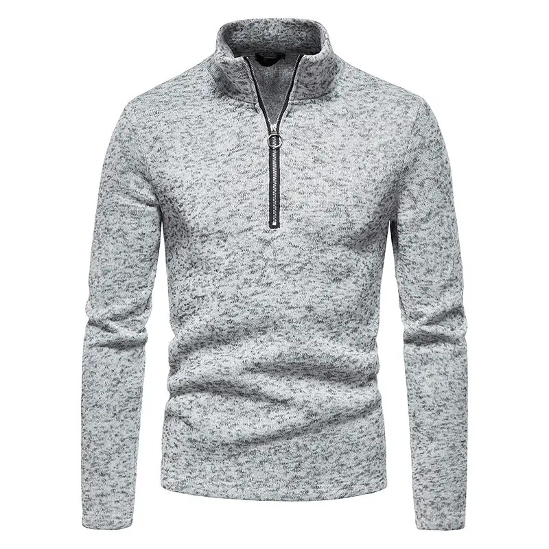 Men's 2025 Zipper Turtleneck Sweatshirt Set Grey Black White - Image 3