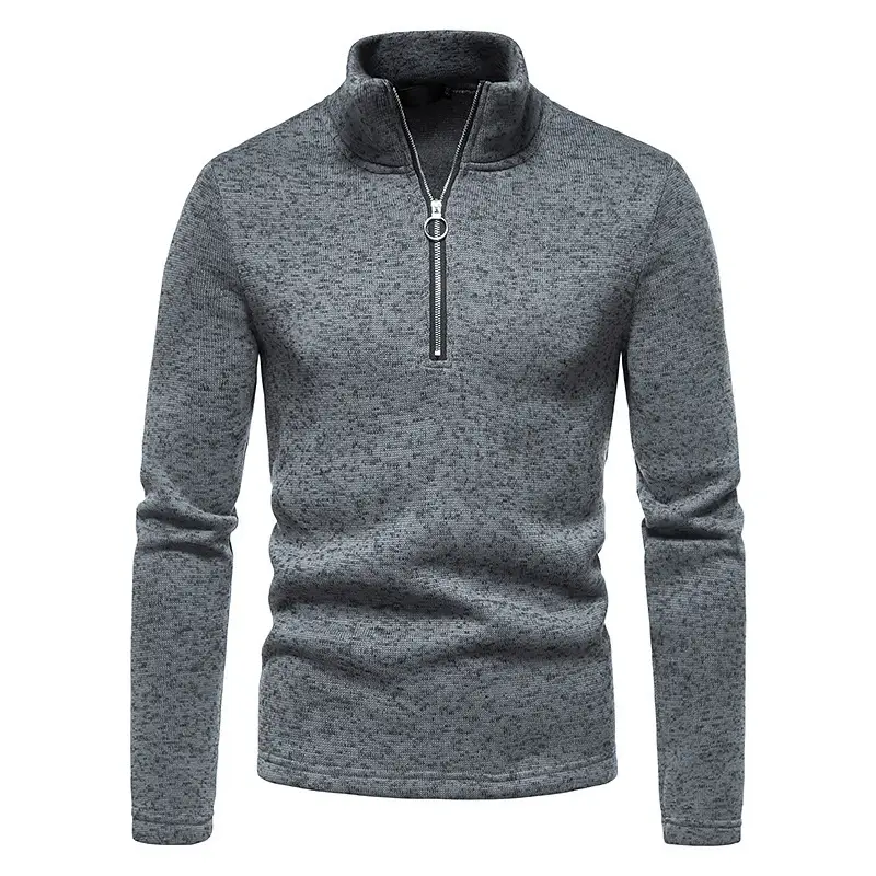 Men's 2025 Zipper Turtleneck Sweatshirt Set Grey Black White - Image 4