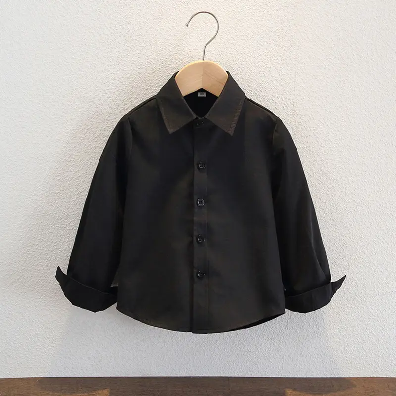 Children's Long Sleeve Cotton Shirt Light Blue - Image 4