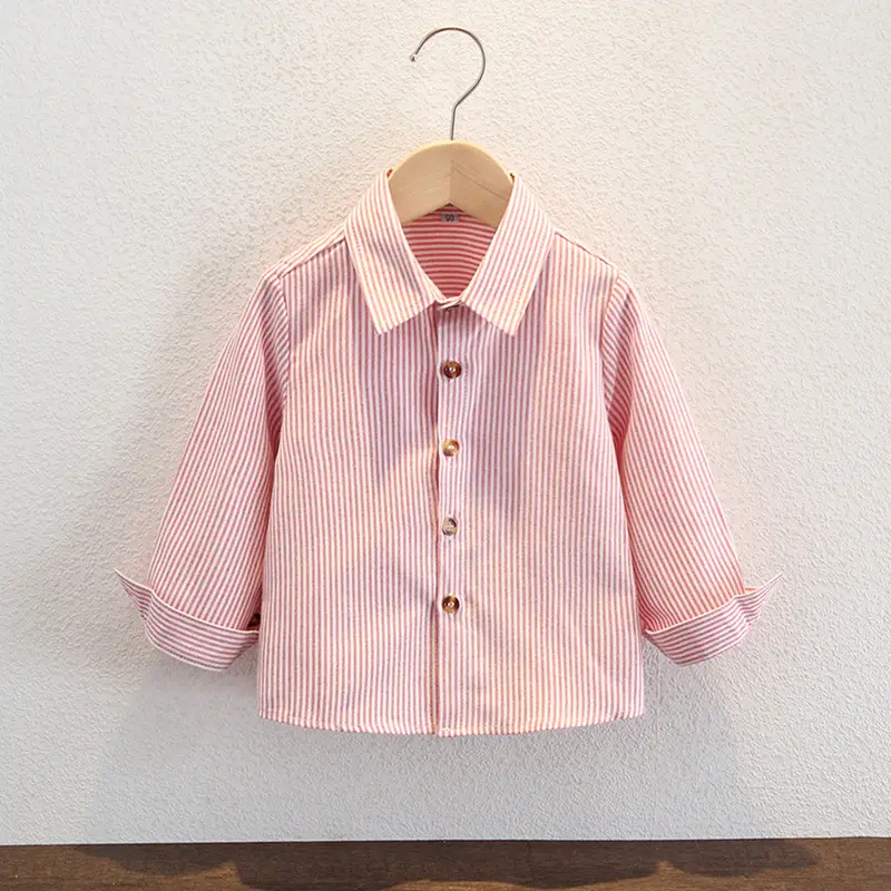 Children's Long Sleeve Cotton Shirt Light Blue - Image 8