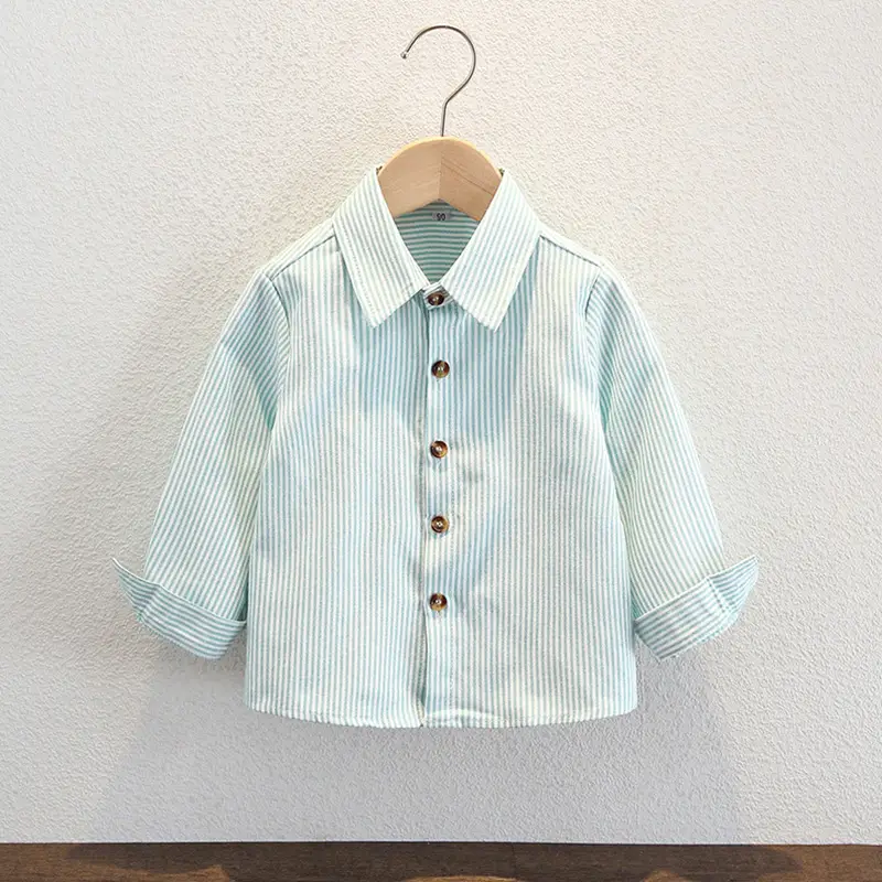 Children's Long Sleeve Cotton Shirt Light Blue - Image 6