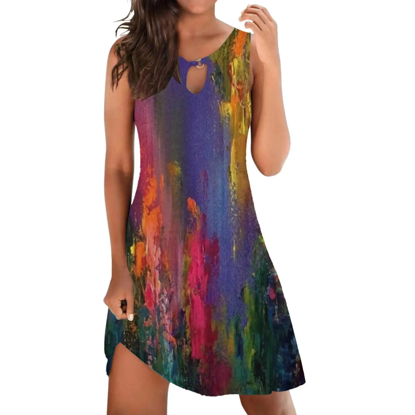 Green Leopard Print Vest Dress for Women - Image 15