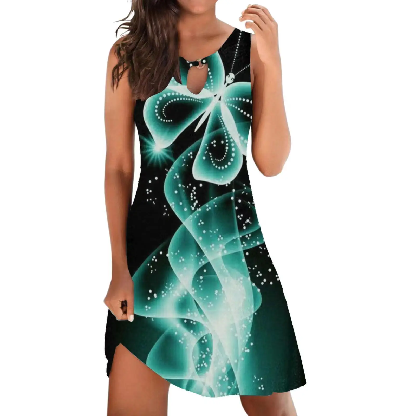 Green Leopard Print Vest Dress for Women - Image 25
