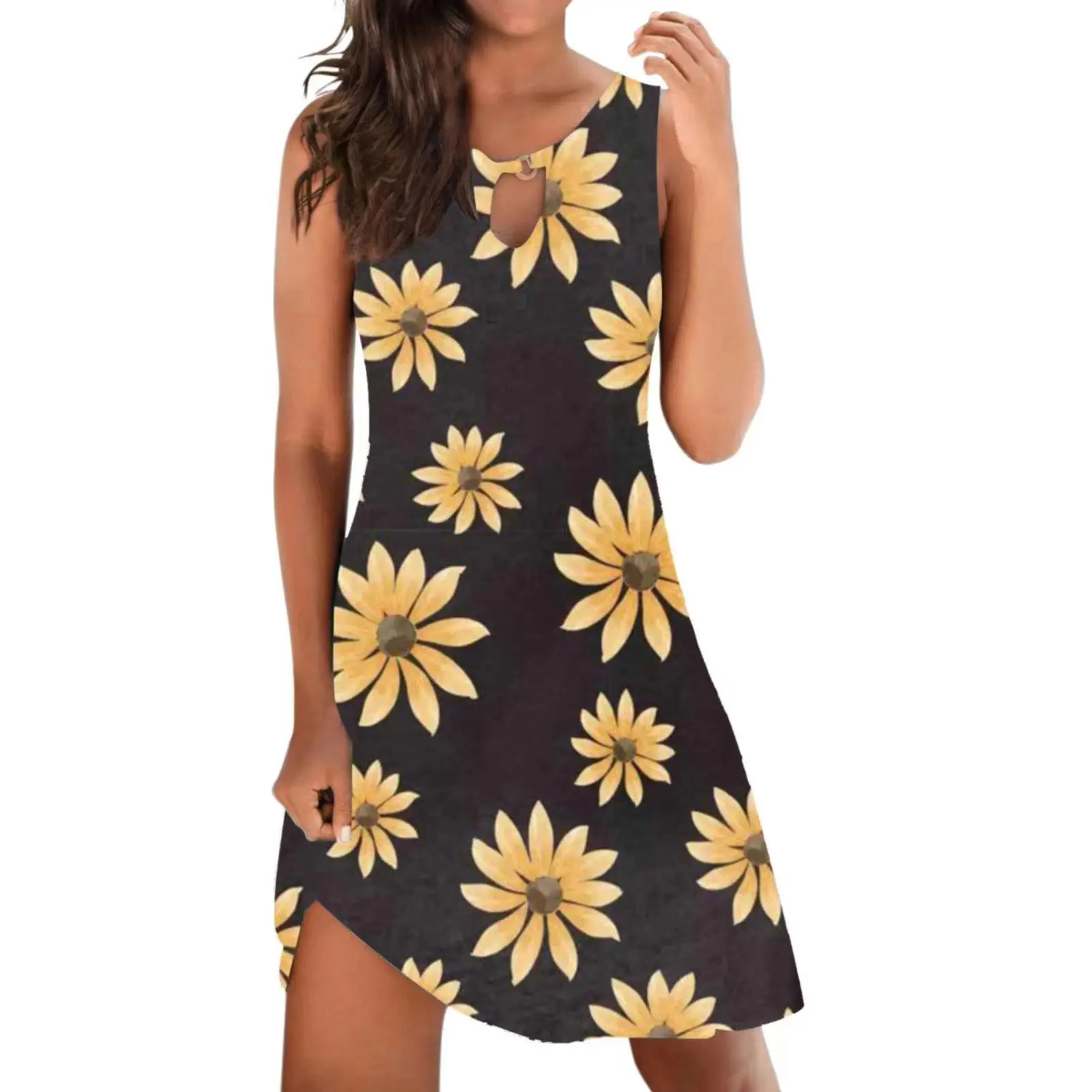 Green Leopard Print Vest Dress for Women - Image 42
