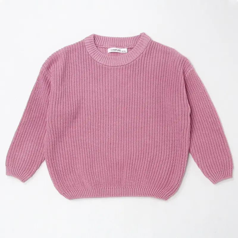 Kids Round Neck Sweater Brown Long Sleeve Lazy Wear - Image 12