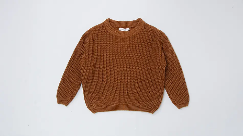 Kids Round Neck Sweater Brown Long Sleeve Lazy Wear — feature 11