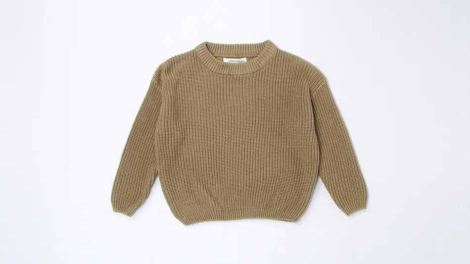 Kids Round Neck Sweater Brown Long Sleeve Lazy Wear — feature 12