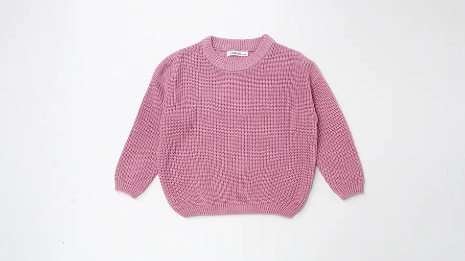 Kids Round Neck Sweater Brown Long Sleeve Lazy Wear — feature 15