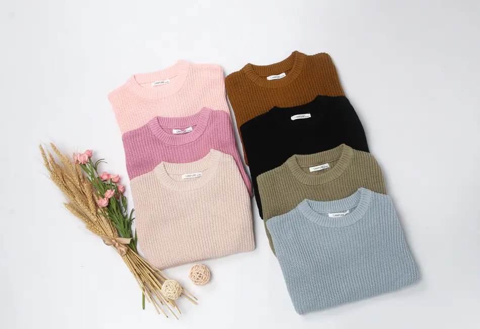 Kids Round Neck Sweater Brown Long Sleeve Lazy Wear — feature 2