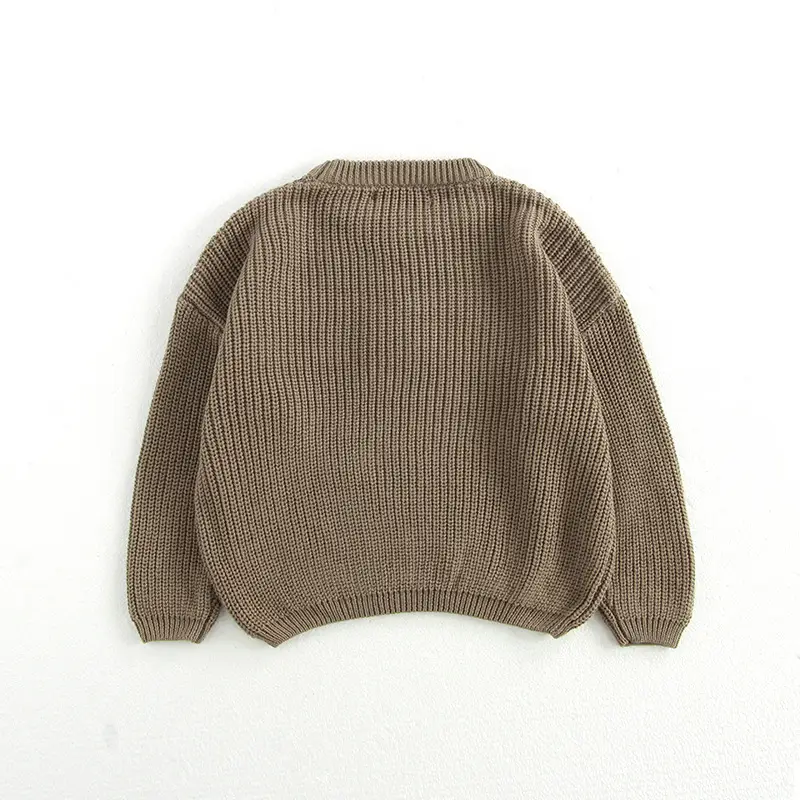 Kids Round Neck Sweater Brown Long Sleeve Lazy Wear — feature 28