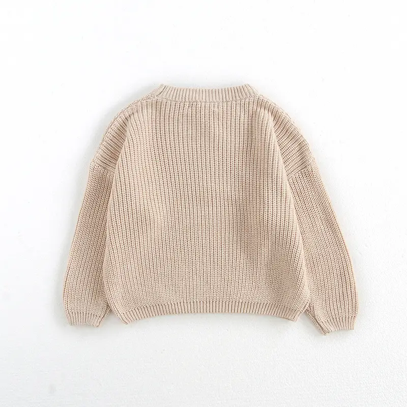 Kids Round Neck Sweater Brown Long Sleeve Lazy Wear — feature 29