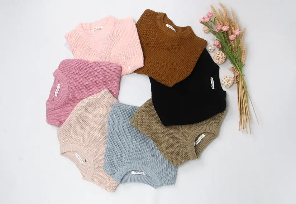Kids Round Neck Sweater Brown Long Sleeve Lazy Wear — feature 3