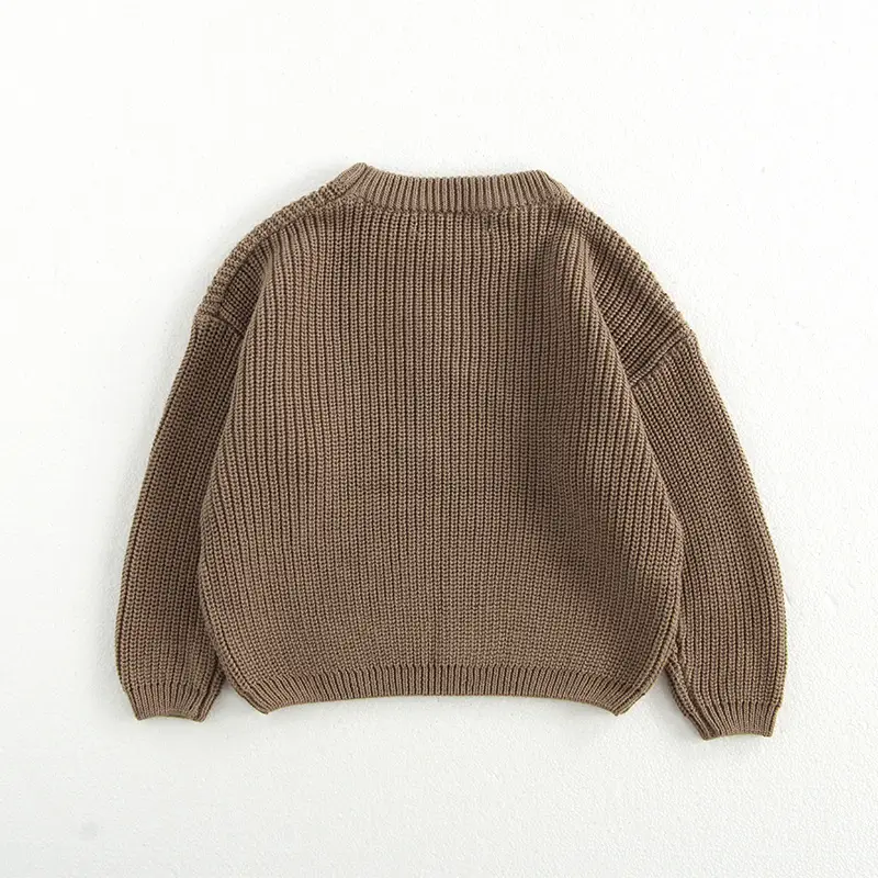 Kids Round Neck Sweater Brown Long Sleeve Lazy Wear — feature 31