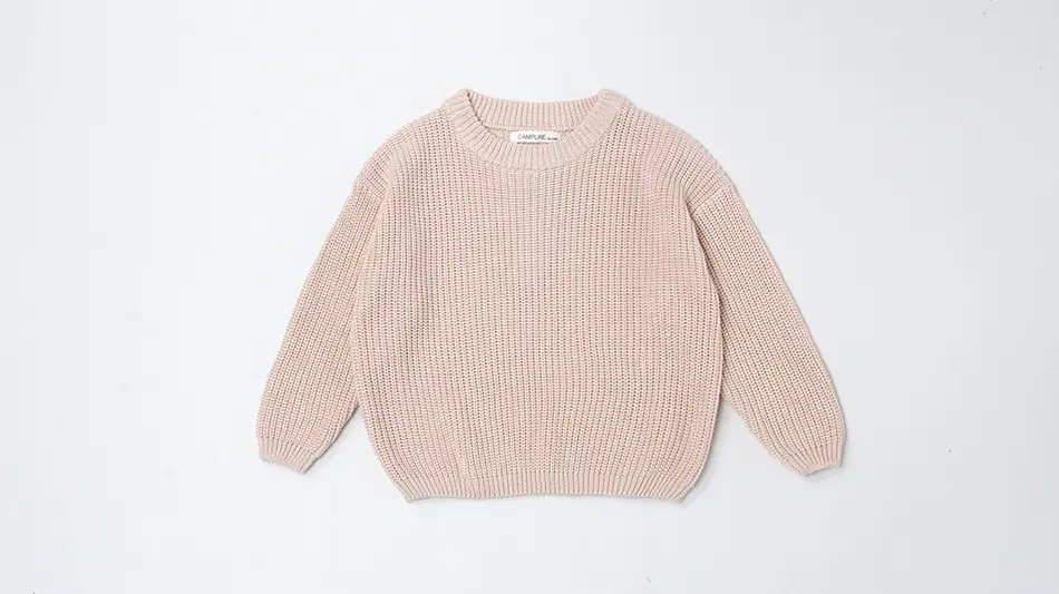 Kids Round Neck Sweater Brown Long Sleeve Lazy Wear — feature 7