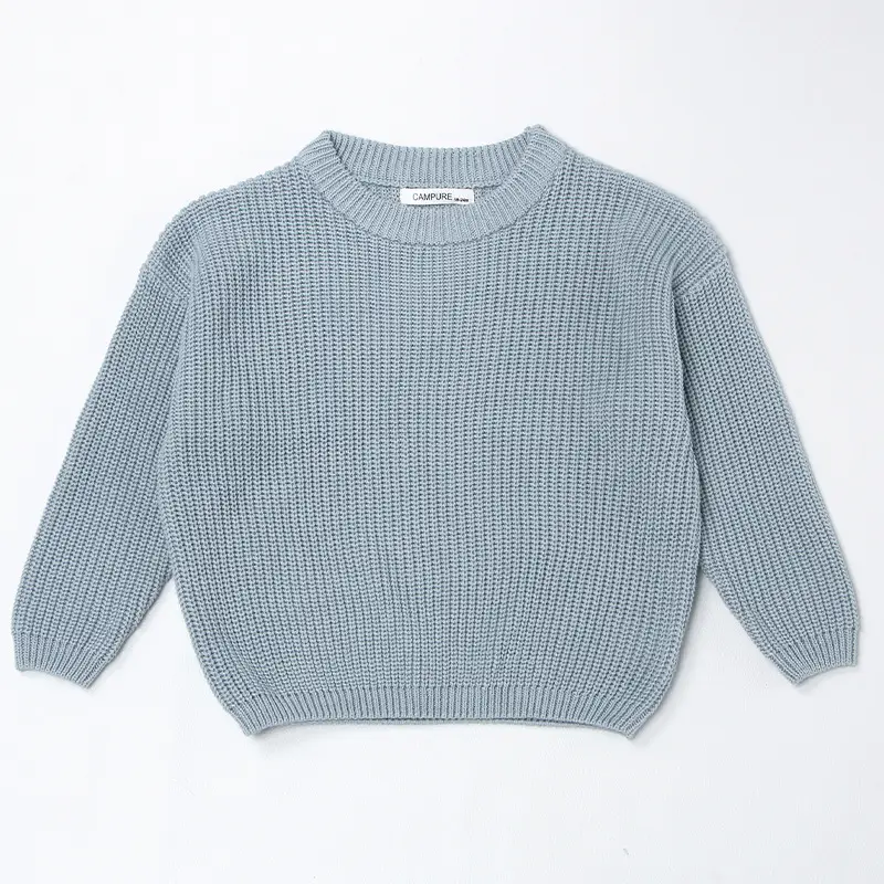 Kids Round Neck Sweater Brown Long Sleeve Lazy Wear - Image 2