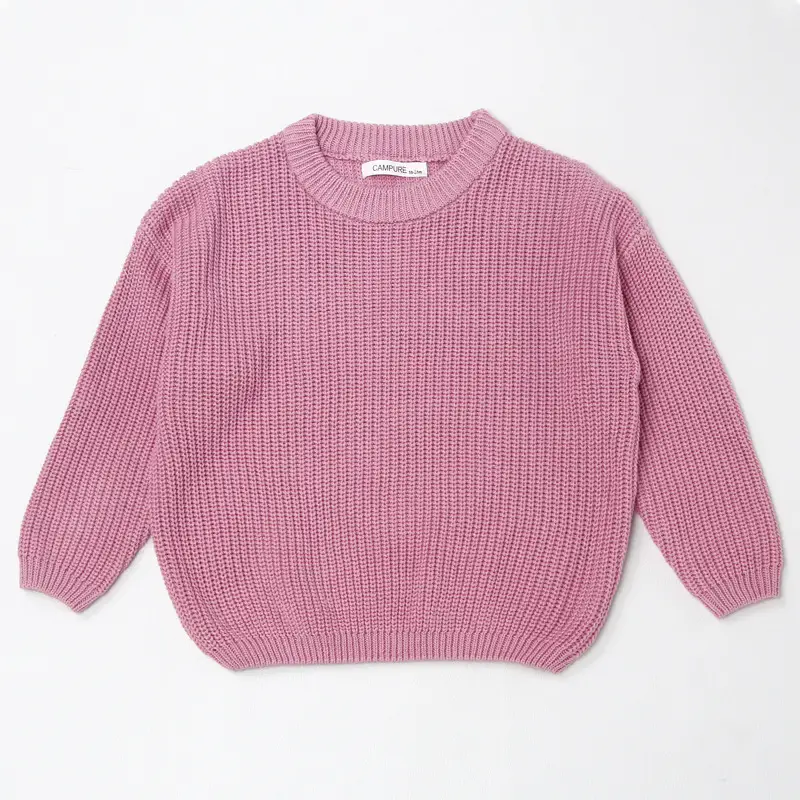 Kids Round Neck Sweater Brown Long Sleeve Lazy Wear - Image 5