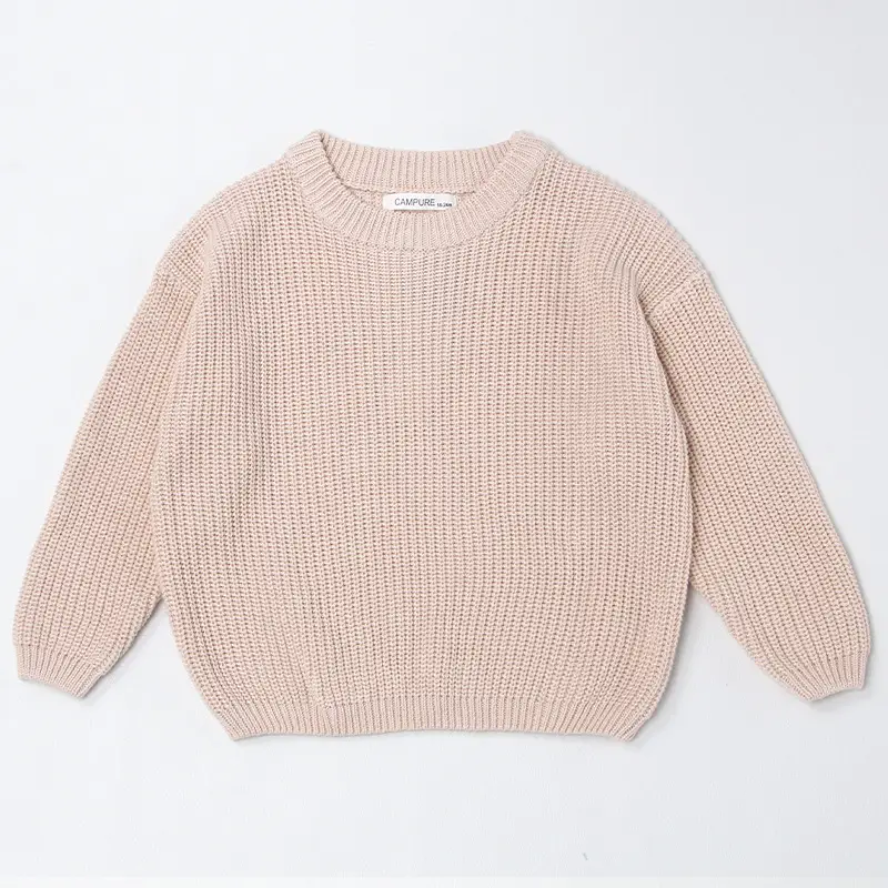 Kids Round Neck Sweater Brown Long Sleeve Lazy Wear - Image 6