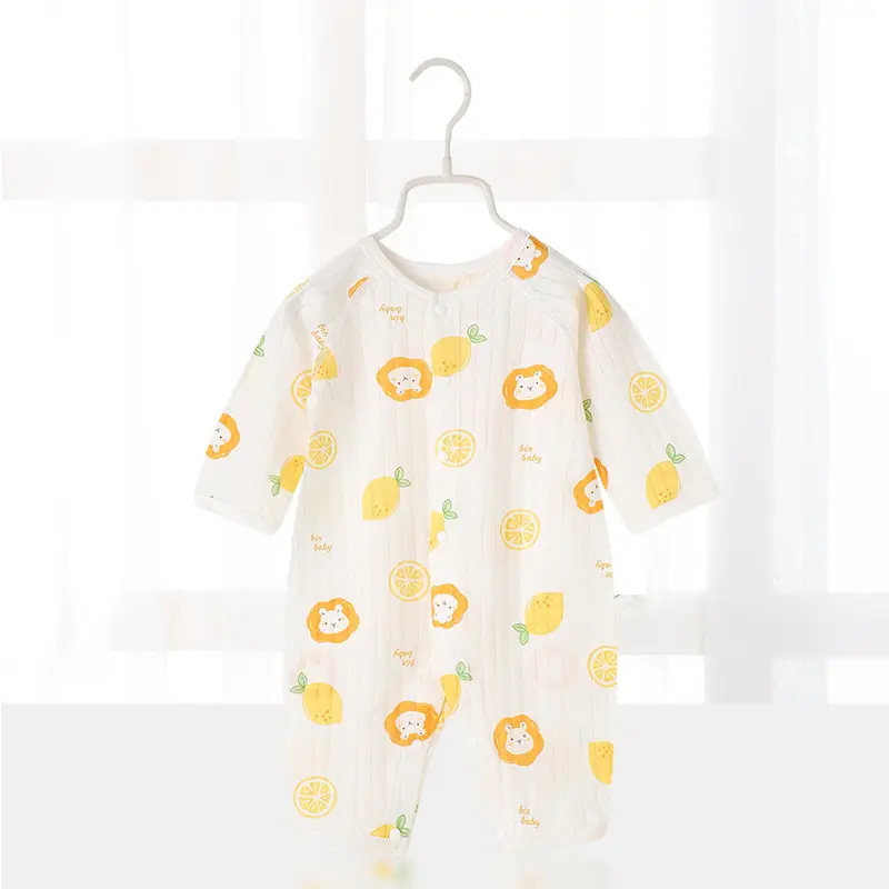 Baby's Cotton Printed Sleep Suit White Yellow - Image 5