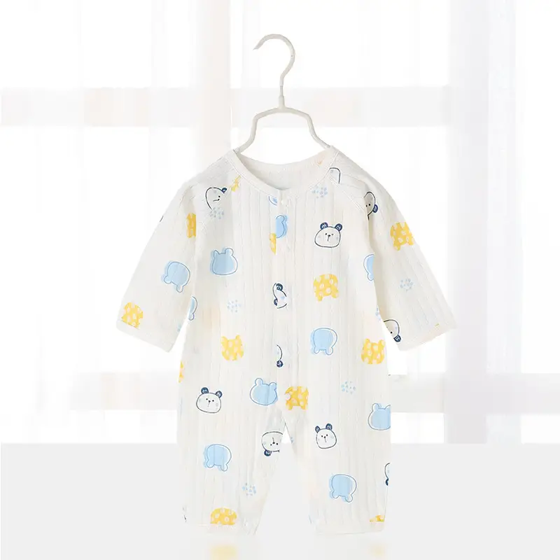 Baby's Cotton Printed Sleep Suit White Yellow - Image 6