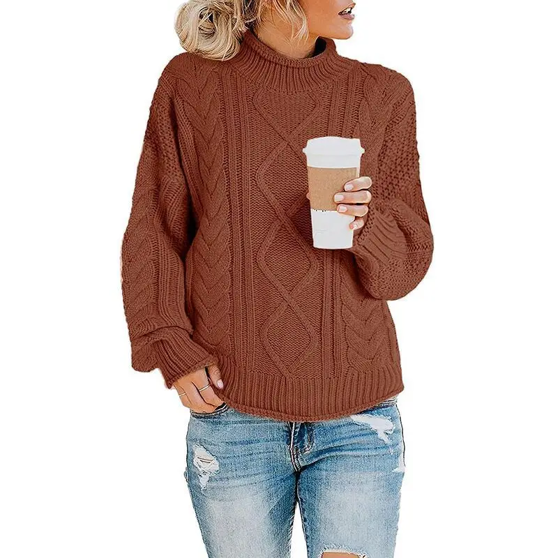 Women's Light Blue Knit Half Turtleneck Pullover - Image 9