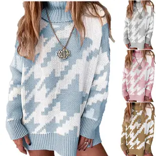 Women's Light Blue Knit Half Turtleneck Pullover — feature 12