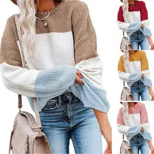 2024 Women's Blue Mint Crew Neck Striped Sweater — feature 16
