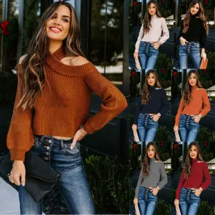 2024 Women's Blue Mint Crew Neck Striped Sweater — feature 20