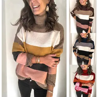 2024 Women's Blue Mint Crew Neck Striped Sweater — feature 21