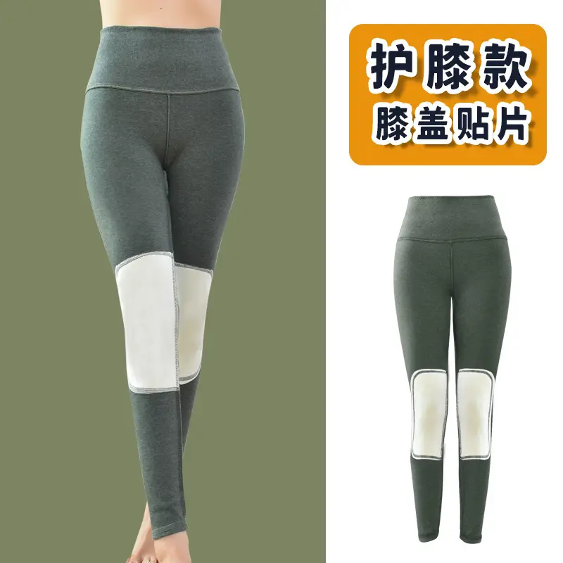 Autumn Winter Velvet Knee Warm Patch Leggings - Image 12