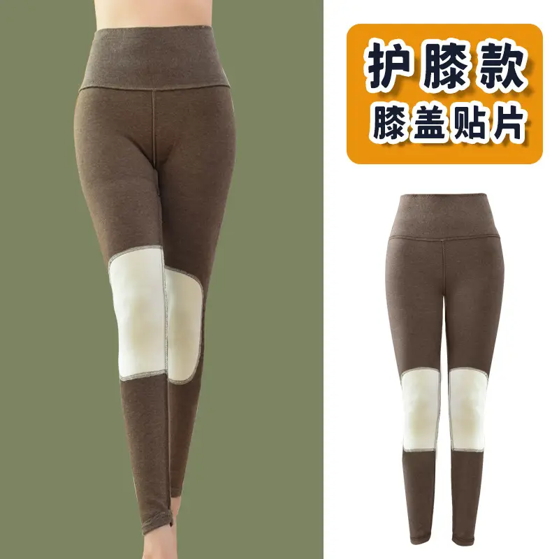 Autumn Winter Velvet Knee Warm Patch Leggings - Image 7