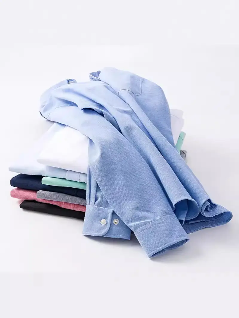 Men's Blue Oxford Spinning Shirt Business Comfortable Breathable - Image 58