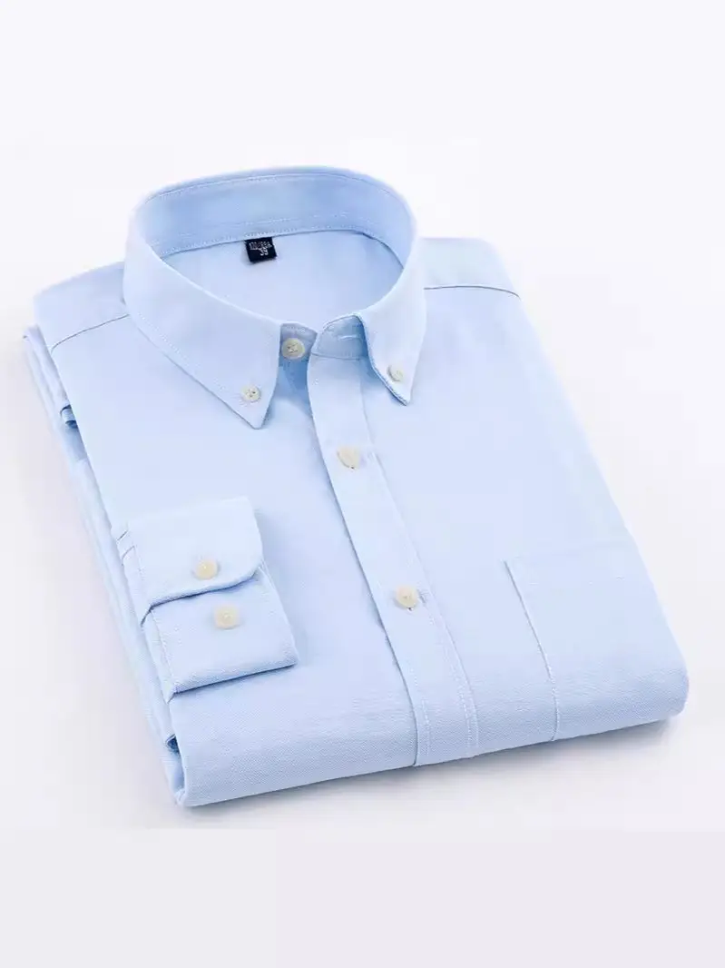 Men's Blue Oxford Spinning Shirt Business Comfortable Breathable - Image 60