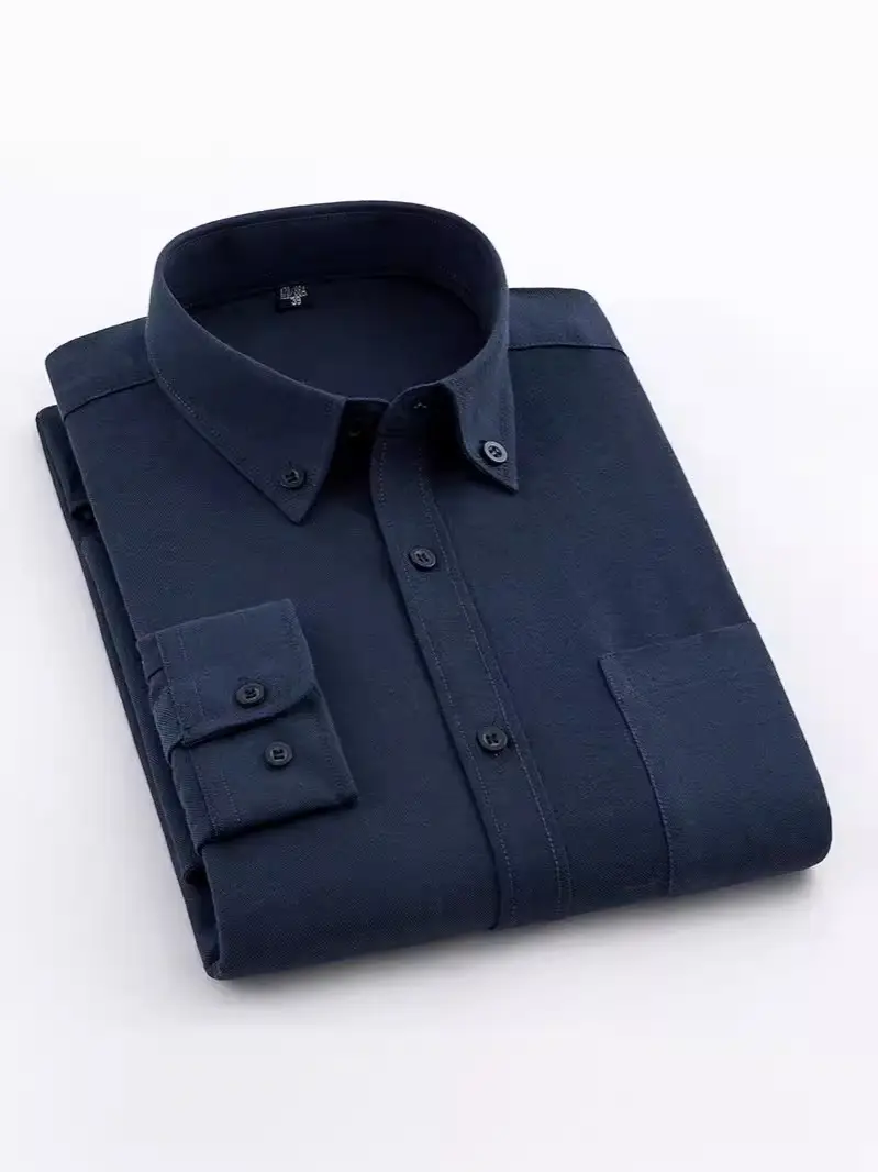 Men's Blue Oxford Spinning Shirt Business Comfortable Breathable - Image 61