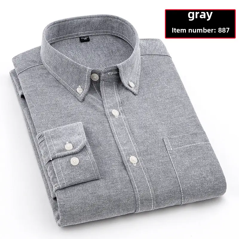 Men's Blue Oxford Spinning Shirt Business Comfortable Breathable - Image 20