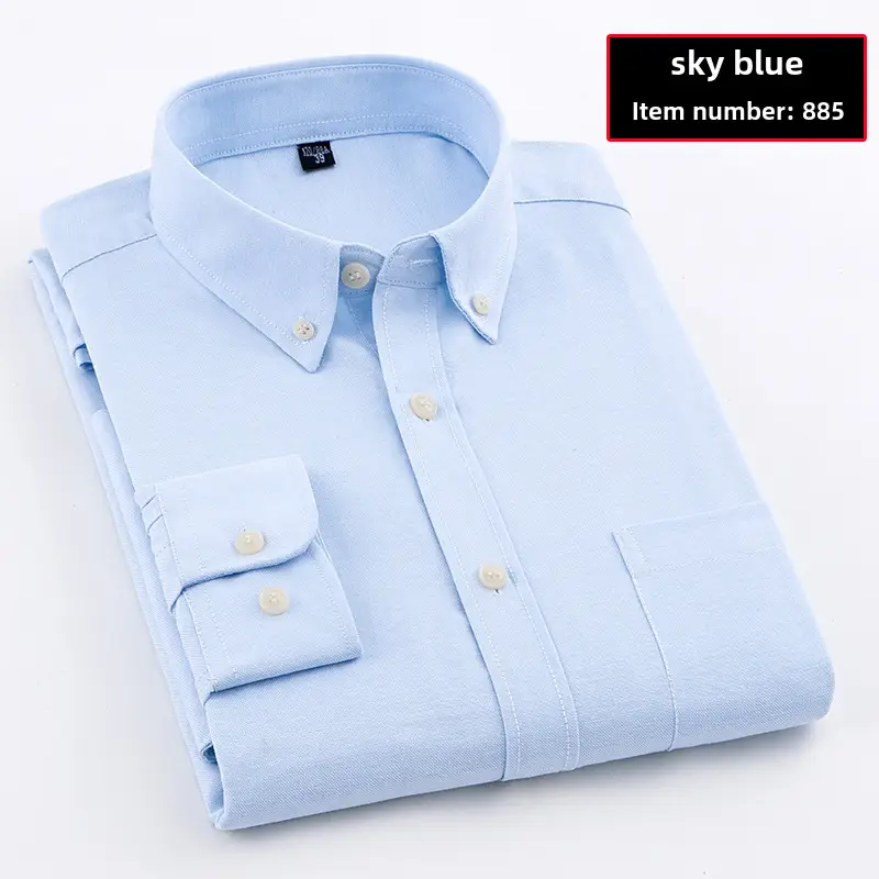 Men's Blue Oxford Spinning Shirt Business Comfortable Breathable - Image 33