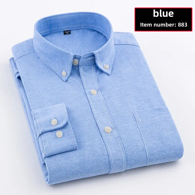 Men's Blue Oxford Spinning Shirt Business Comfortable Breathable - Image 40