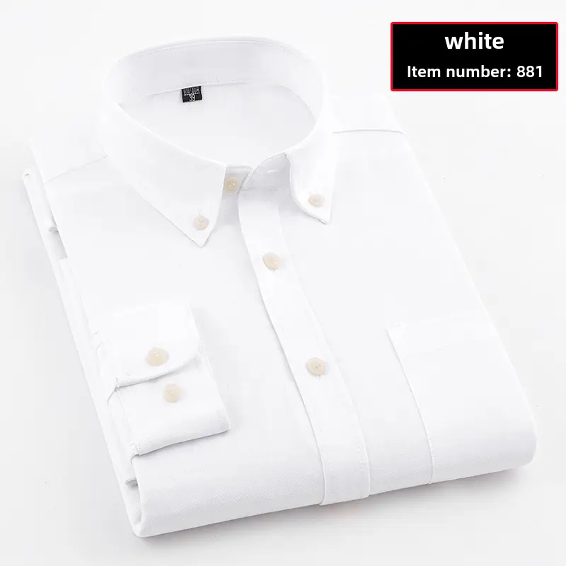 Men's Blue Oxford Spinning Shirt Business Comfortable Breathable - Image 53