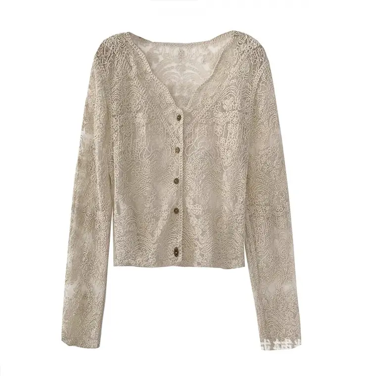 Autumn Lace White Crochet Shirt Women College Style - Image 7