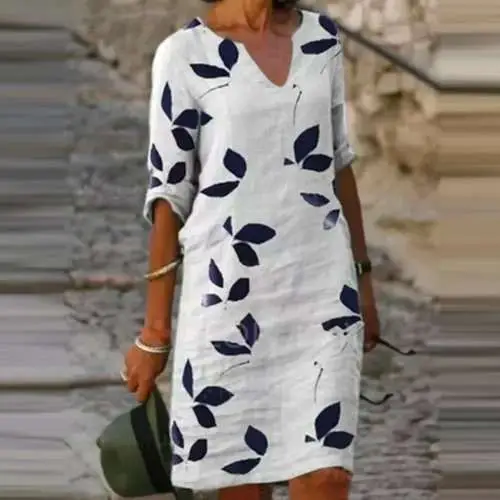 Autumn Printed Lightweight Dress Large Size