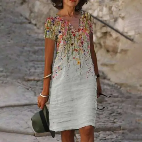 Autumn Printed Lightweight Dress Large Size