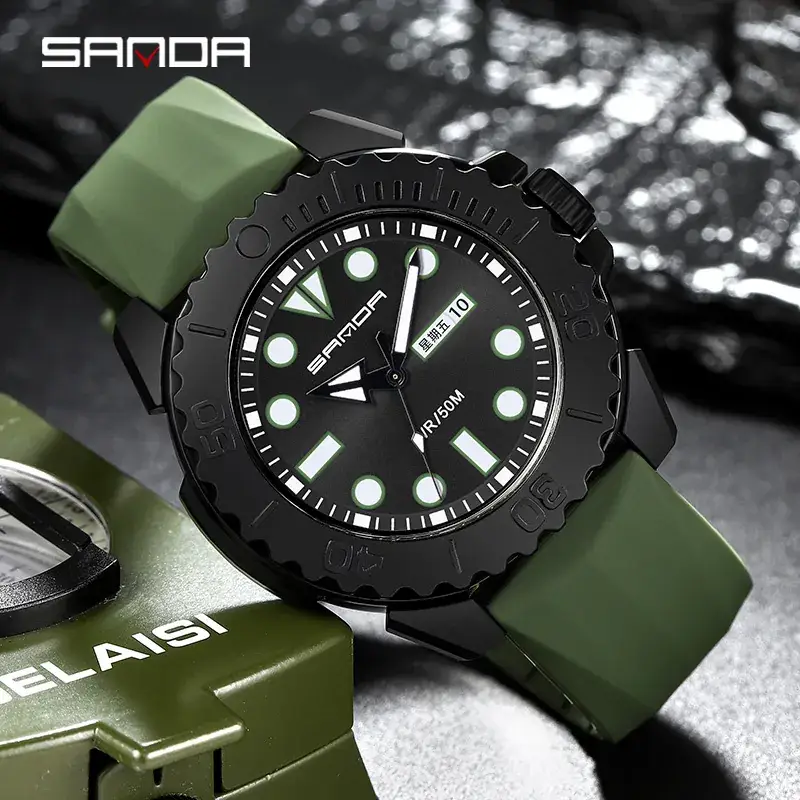 Sanda Creative Electronic Watch for Men Women Waterproof Dual Calendar