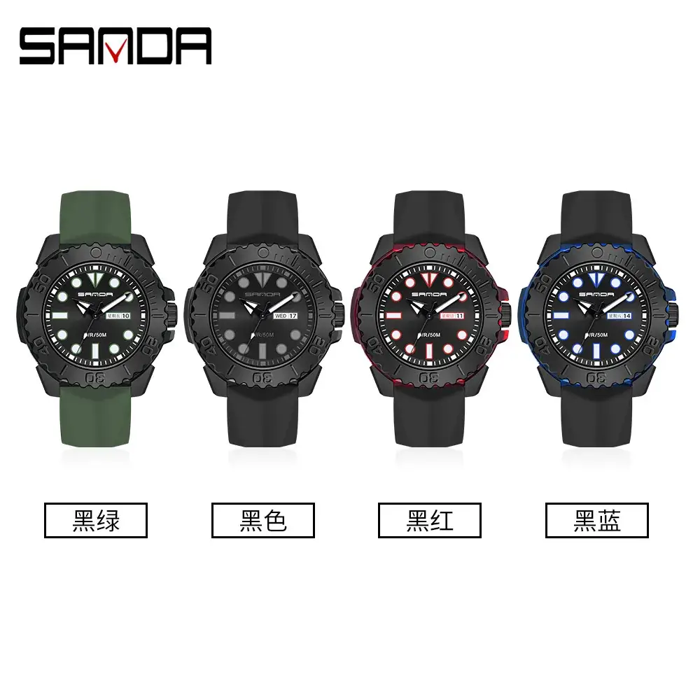 Sanda Creative Electronic Watch for Men Women Waterproof Dual Calendar