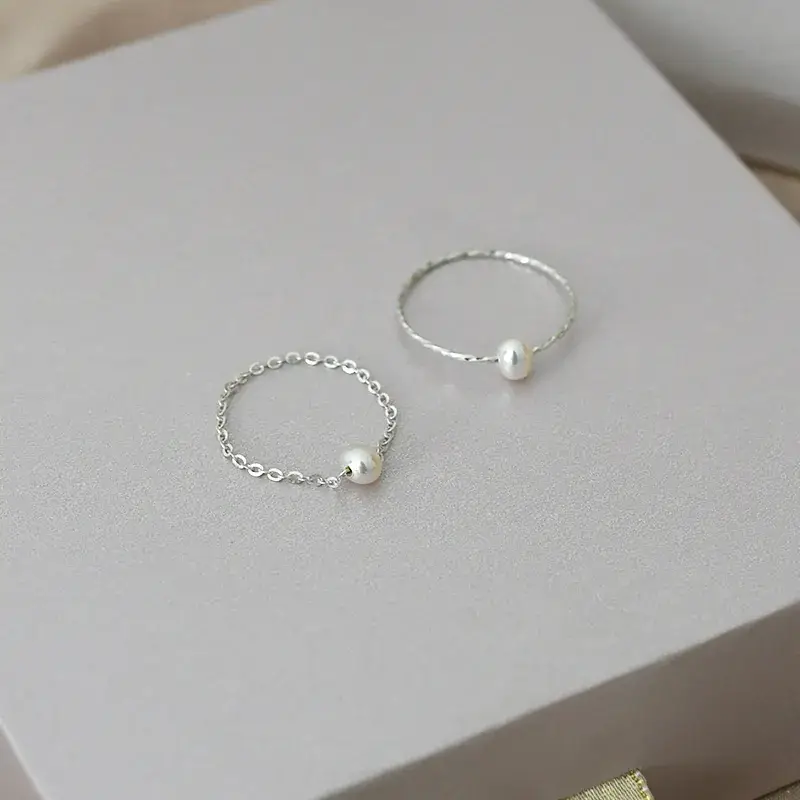 Freshwater Pearl 925 Silver Ring Stacked Casual Fashion Girl Jz3422 - Image 5